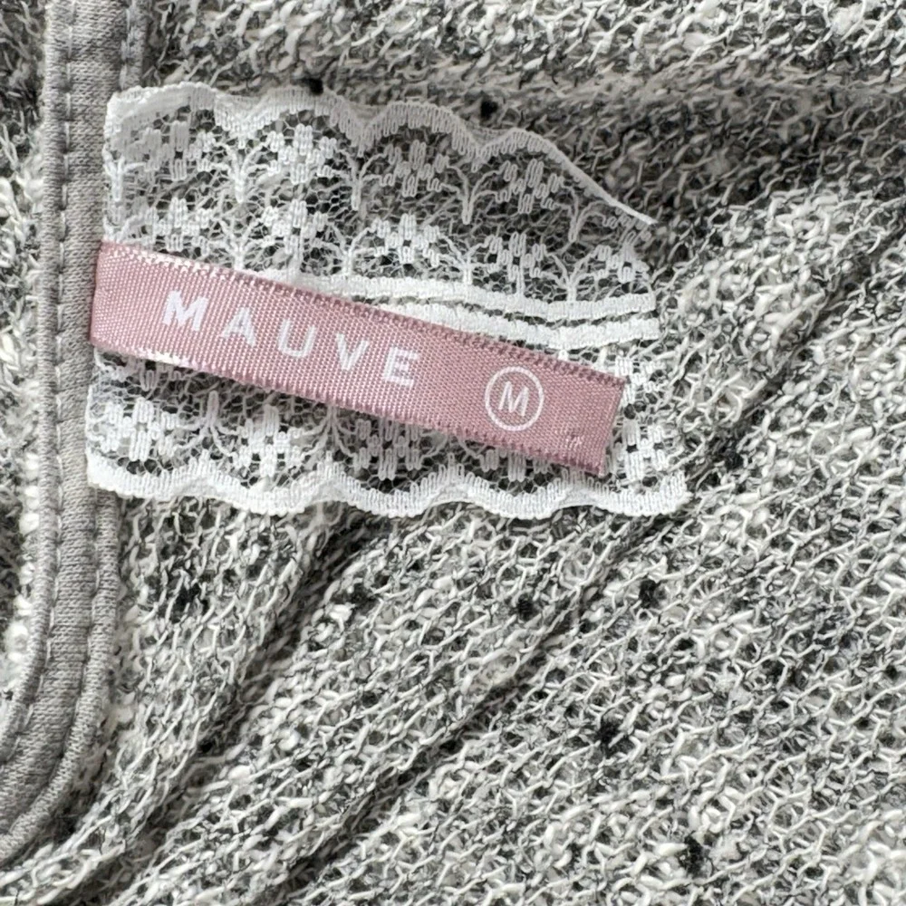MAUVE Women Pink Lace Bell Sleeves Open Front Sweater‎ Sz M Gray Casual 21-6